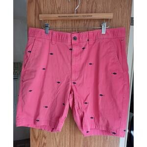 St Johns Bay Pink Nautical Embroidered Shorts 38 Comfort Stretch Coastal Dadcore